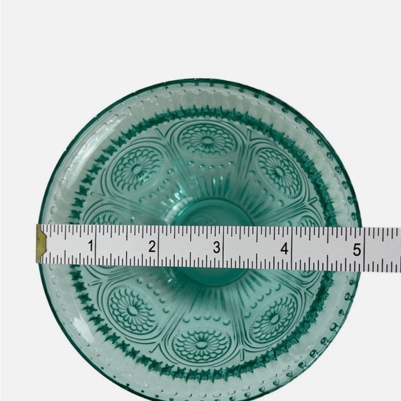 Vintage Pioneer Woman Turquoise Glass Teal Fruit Dessert Prep Bowl Adeline 13oz - Picture 6 of 7